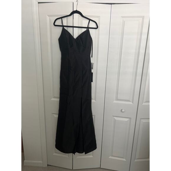 Alfred Sung NWT D758 Bridesmaid Dress
Black Satin Maxi Trumpet Slit Size 4 - Picture 2 of 4